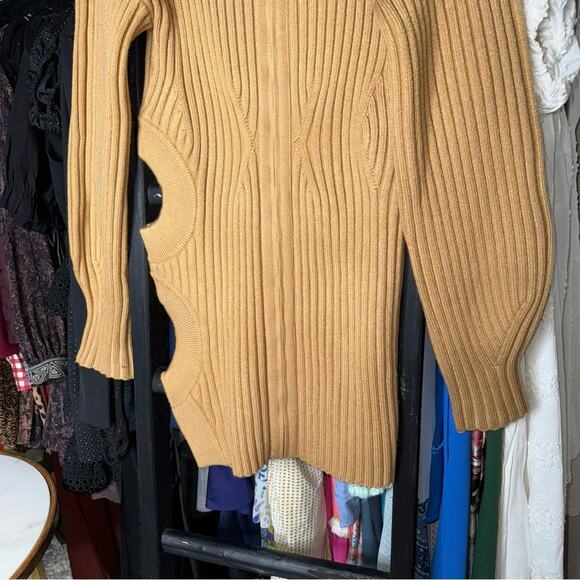 David Koma Camel Side Cutout Ribbed Knit Mini Dress - Picture 13 of 17